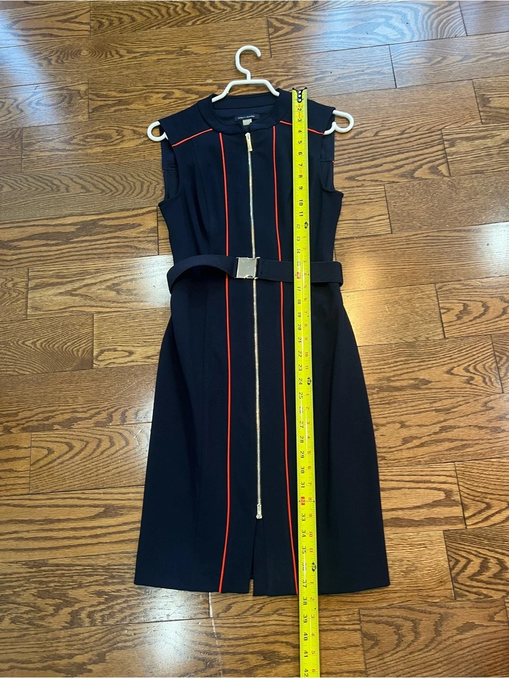 Tommy Hilfiger Navy Mini Dress with Red Piping and Front Zip - Picture 6 of 7